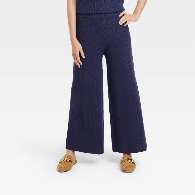 Women's High-Rise Ribbed Sweater Wide Leg Pants - A New Day™ | Target