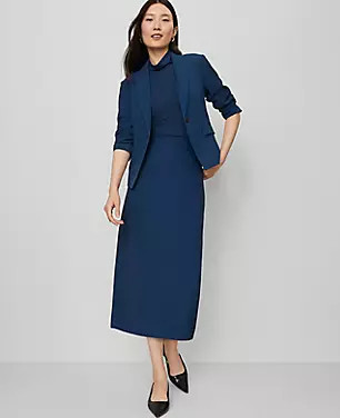Petite Crepe Column Midi Skirt | Ann Taylor