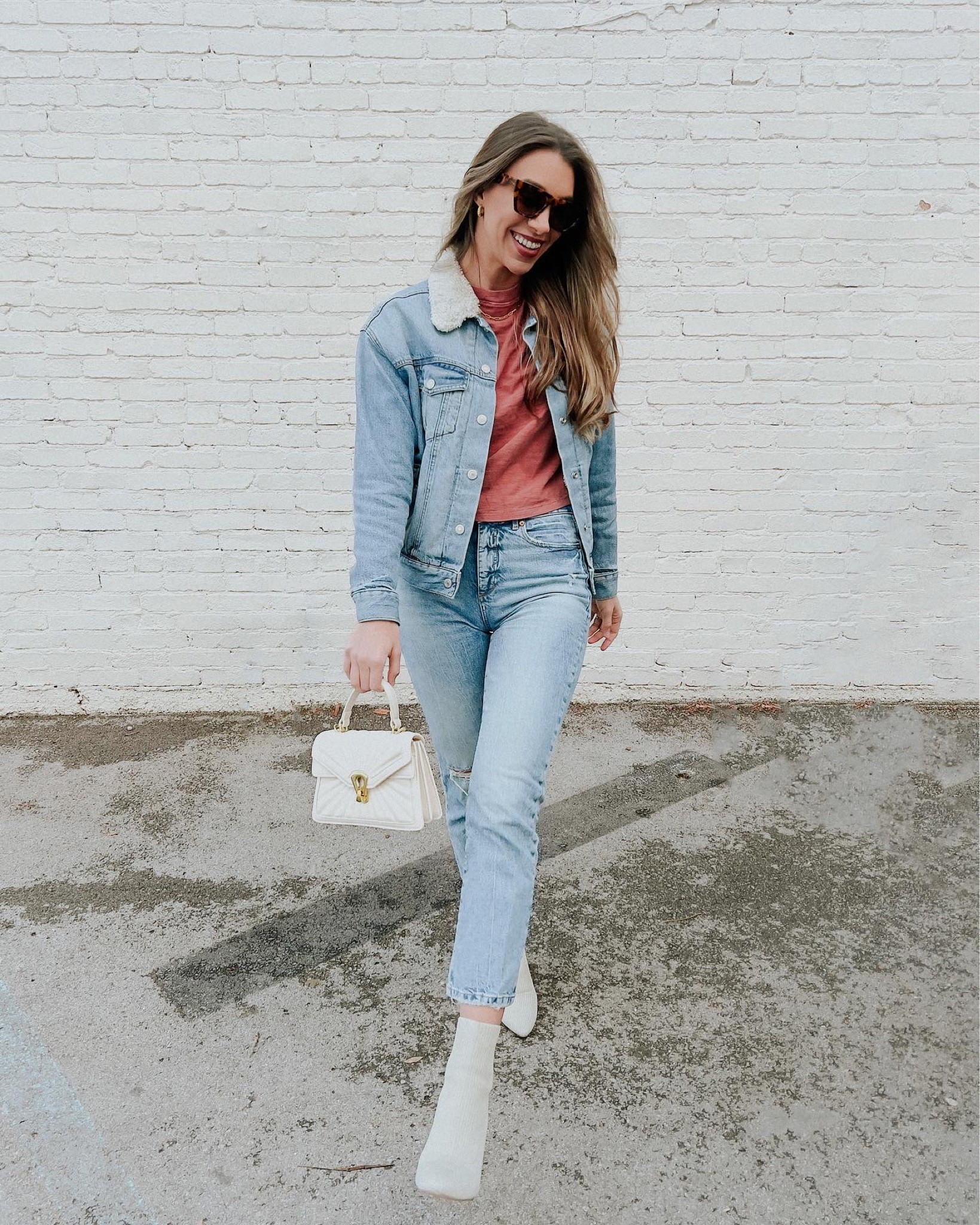 Is it just me or was Justin Timberlake actually a genius for rocking denim on denim? Literally have been living in this @loft sherpa denim jacket since the day I got it. Also, can we all agree this @scarletonofficial handbag so stinkin’ cute?! 

#LTKFind #LTKfamily #LTKstyletip