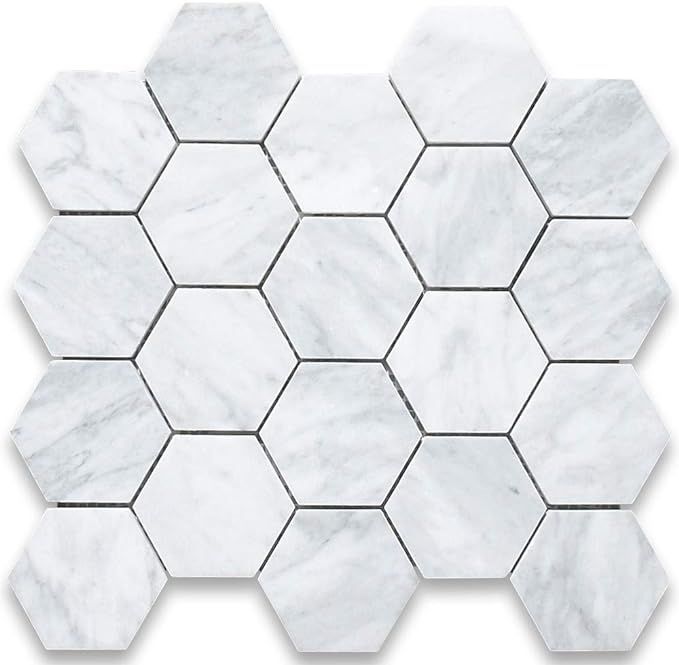 Stone Center Online Carrara White Marble 3 inch Hexagon Mosaic Tile Honed for Kitchen Backsplash ... | Amazon (US)
