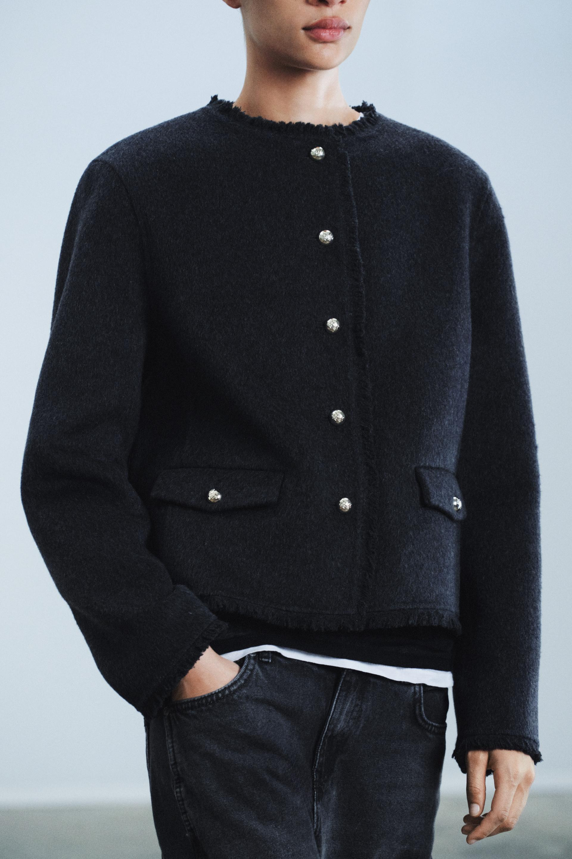Zara - Zara Collection Wool Blend Blazer - Dark Gray - L - Woman | Zara US