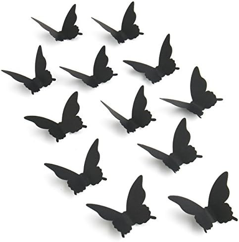 Luxbon 100Pcs 3D Paper Black Matt Effect Butterfly Wall Stickers Removable Butterflies Decor Wall... | Amazon (US)