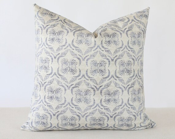 Blue and Cream Quatrefoil Pillow Cover Blue Bedroom Pillow | Etsy | Etsy (US)