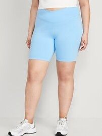 Extra High-Waisted PowerChill Crossover Hidden-Pocket Biker Shorts for Women -- 8-inch inseam | Old Navy (US)