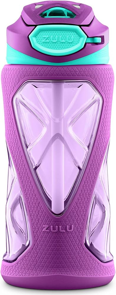 ZULU Torque 16oz Plastic Kids Water Bottle with Silicone Sleeve and Leak-Proof Locking Flip Lid a... | Amazon (US)