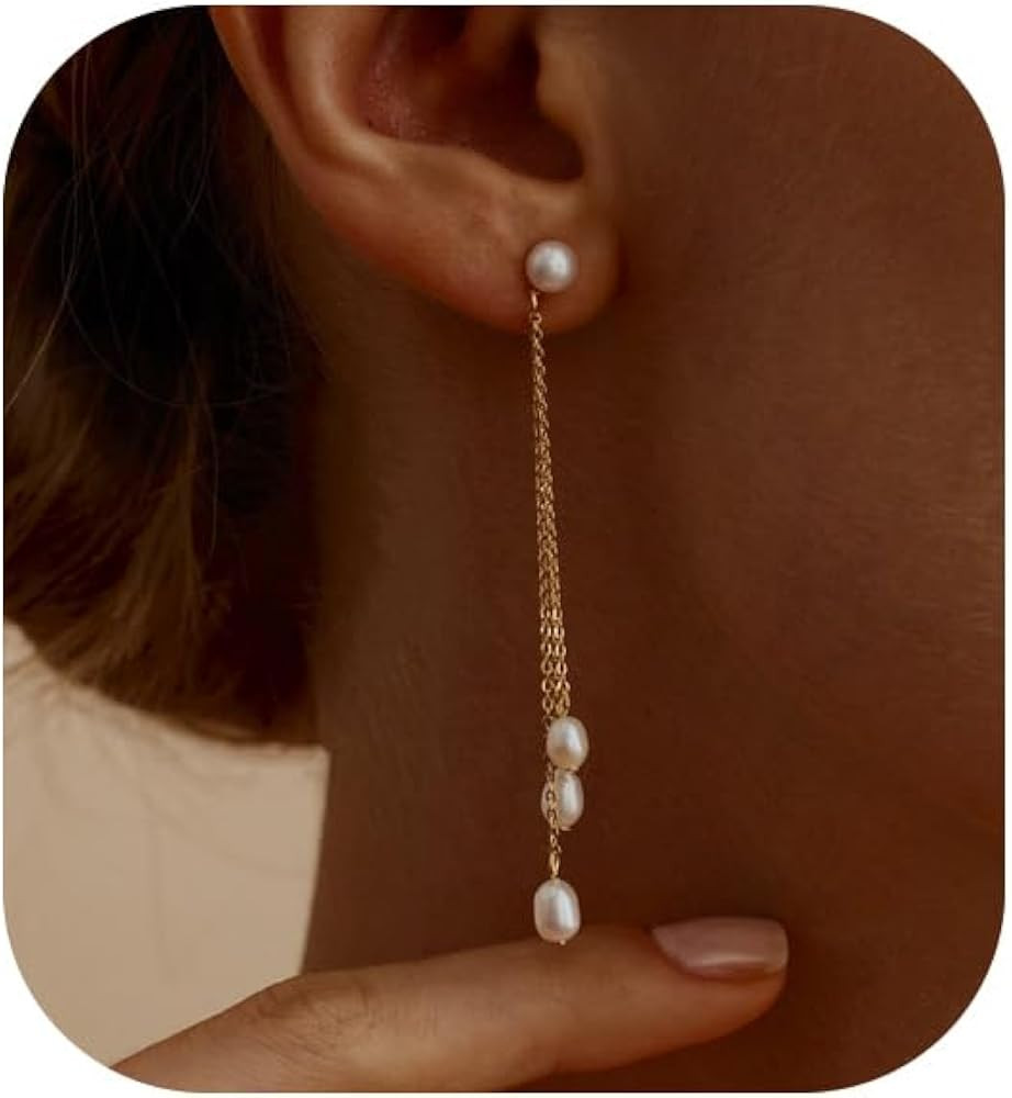 Gold Earrings for Women, 14K Gold Plated Tassel Dangle Earrings for Women Trendy Hypoallergenic L... | Amazon (US)