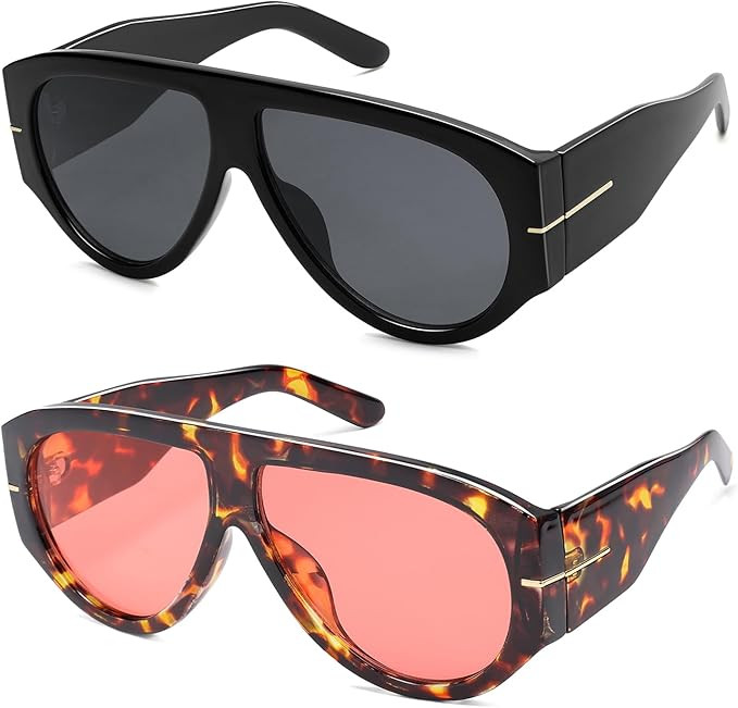 Oversized Retro Aviator Sunglasses Womens Mens 70s Classic Vintage Sun Glasses AR82227 | Amazon (US)