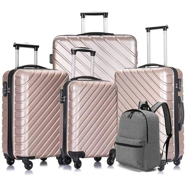 OKAKOPA 4 Piece Hardside Luggage Travel Set W/ Backpack Hard Shell Suitcase,Champaign Gold (18 in... | Walmart (US)