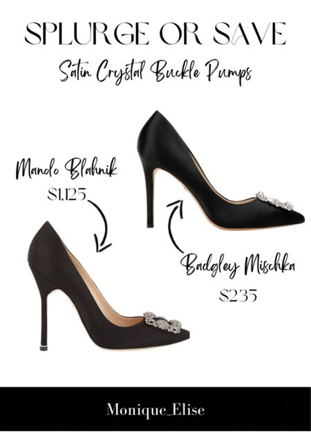 Splurge versus Save 

Designer Dupes 
Manolo Blahnik
Badgley Mischka

Fall shoes 
Black pumps 

#LTKHoliday #LTKshoecrush #LTKstyletip