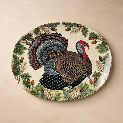 19"x14" Turkey with Acorn Stoneware Oval Serving Platter - John Derian for Target | Target