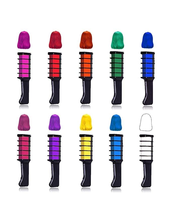 10 Color Hair Chalk for Girls Makeup Kit - New Hair Chalk Comb Temporary Washable Hair Color Dye ... | Amazon (US)