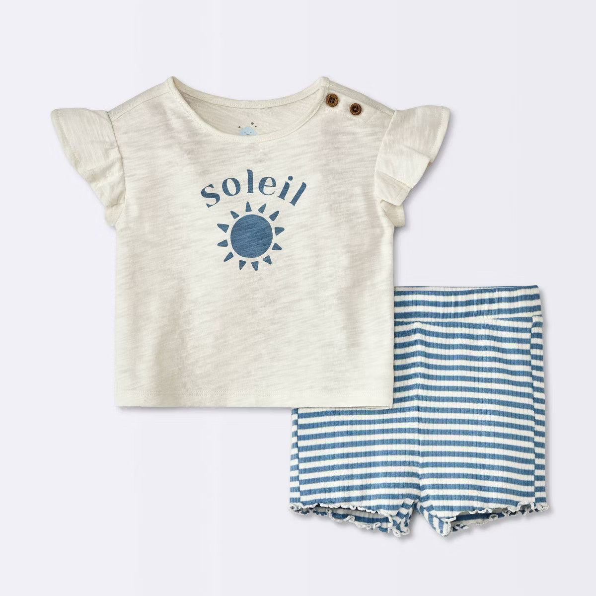 Baby Girls' Soliel Modal T-Shirt & Bike Shorts Set - Cloud Island™ Off-White | Target