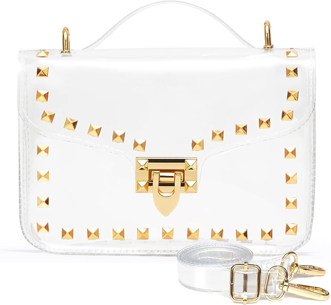 Clear Clutch Purses For Women Small Clear Purse Clear Crossbody Bag Stadium Approved with Fashion... | Amazon (US)