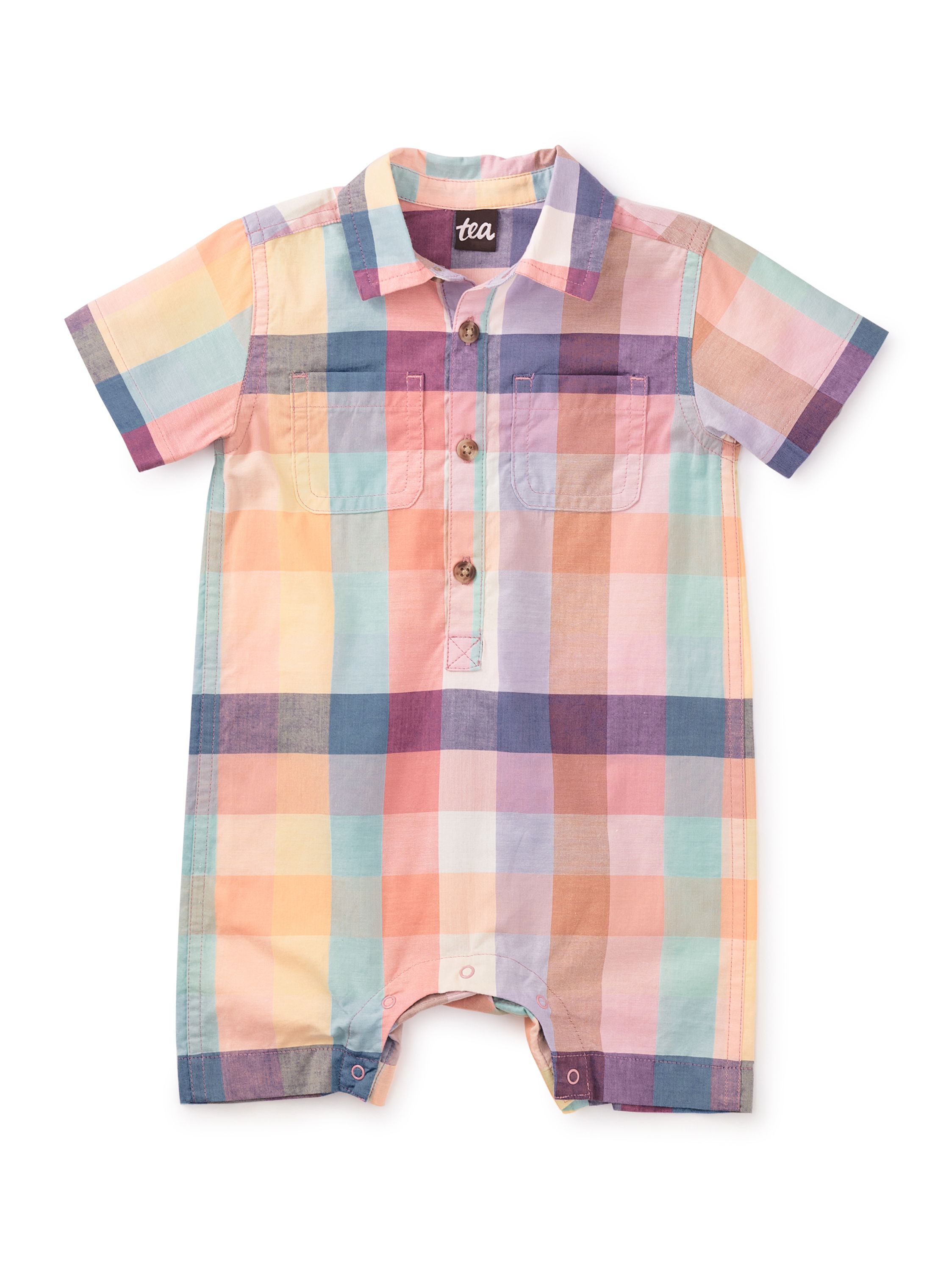 Plaid Buttoned Baby Romper | Tea Collection