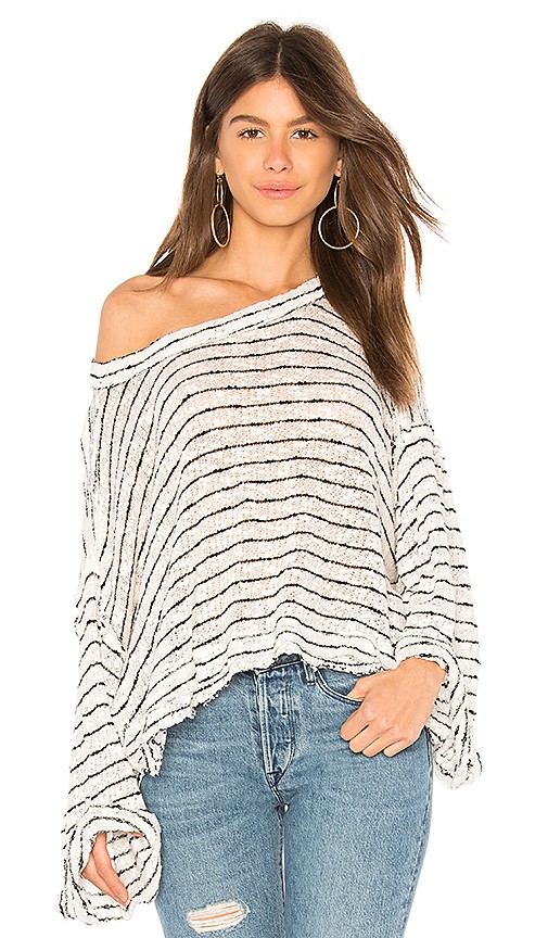 Free People Striped Island Girl Hacci Top in White | Revolve Clothing (Global)