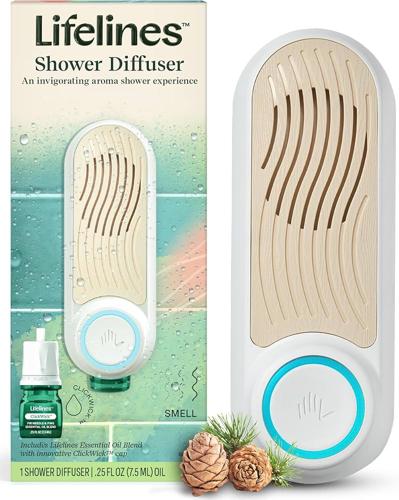 Lifelines Shower Diffuser - Wall-Mounted Essential Oil Diffuser for Showers - Aromatherapy Diffus... | Amazon (US)