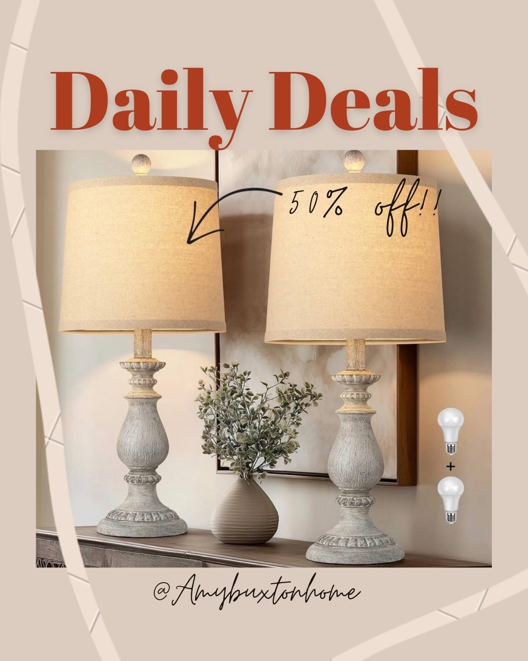 $24.xx 
Farmhouse Table Lamp Set of 2

#dailydeals

#LTKSeasonal #LTKSaleAlert #LTKHome