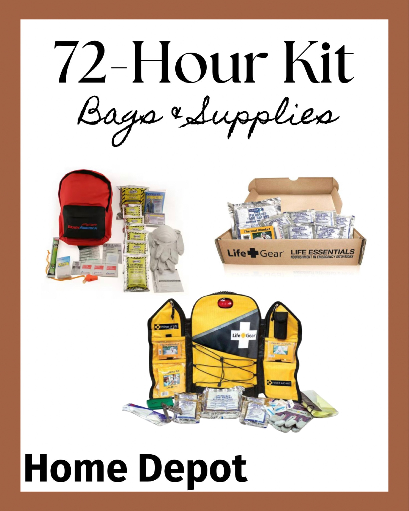 72-Hour Kit- emergency evacuation bags & supplies from Home Depot.

#LTKitbag #LTKhome #LTKfamily