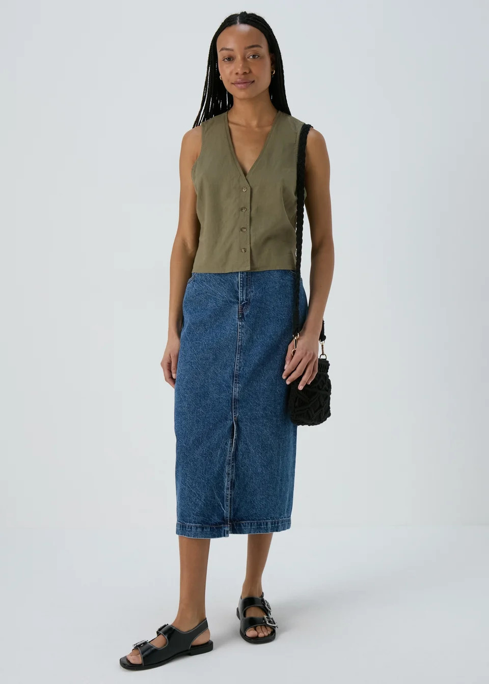 Khaki Solid Button Vest - Size 8 | Matalan (UK)