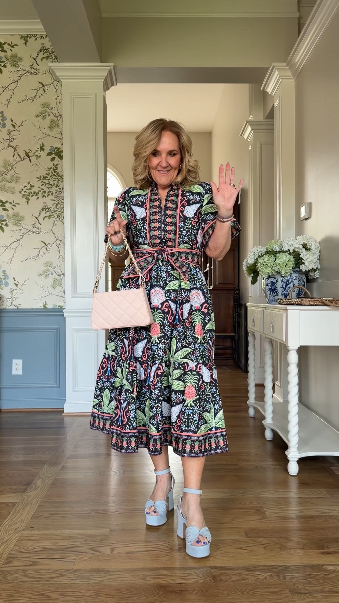 I’m wearing this Saturday to a shower! 

I love these pretty Belk dresses. 
The black is only available in petite. I’m
5’3 and it will def work for others a few inches shorter or taller. Wearing a medium petite 
Second dress size medium 
Third dress medium but this print is getting limited. Available in a gorgeous pink print. 
Blue platforms true to size 
20% off my bracelets code NANETTE20
10% off my Eric javits tote code NANETTE 

Perfect for showers and patio dinners. Church and weddings  

#LTKOver40 #LTKPetite #LTKWedding

#LTKOver40 #LTKPetite #LTKWedding