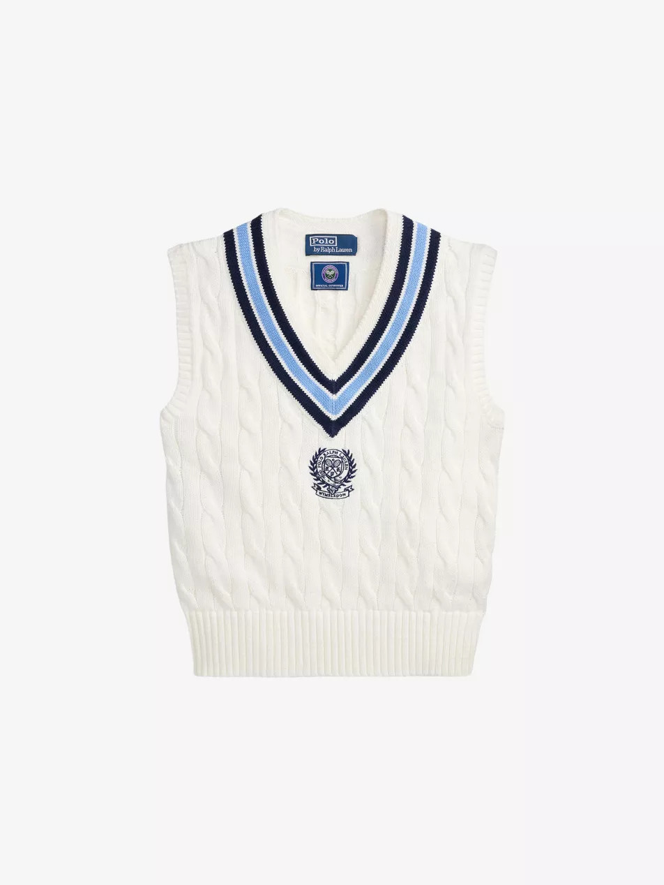 Polo Ralph Lauren x Wimbledon V-Neck Cotton-Knitted Vest | Selfridges