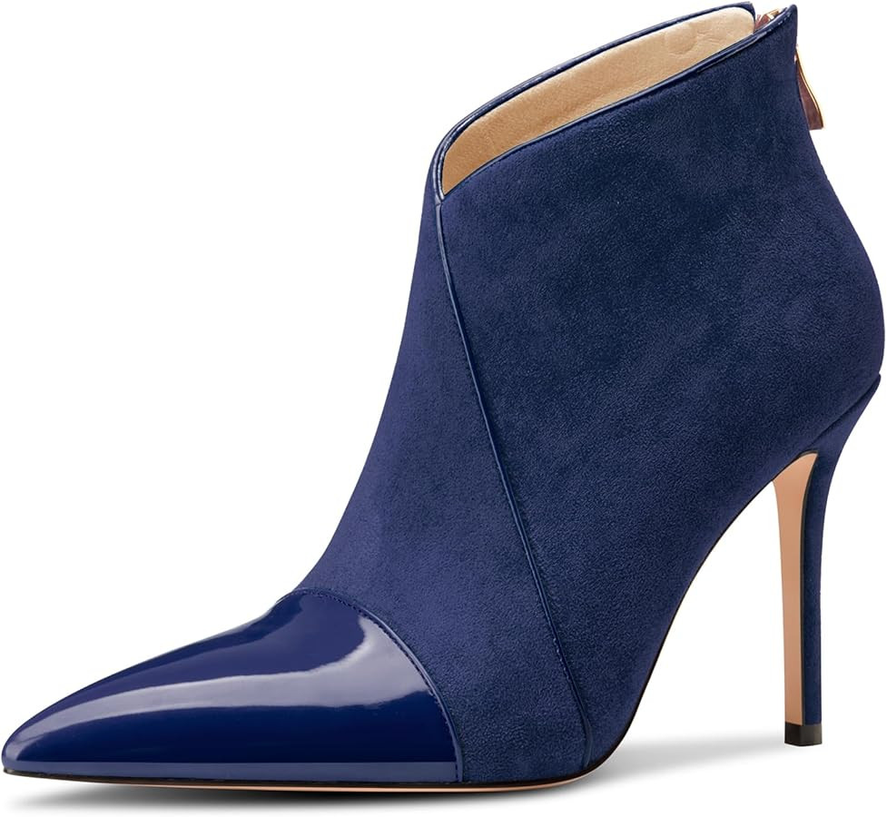 Castamere Women Stiletto High Heel Pointed Toe Ankle Boots Short Bootie Zipper Slip-on Party Offi... | Amazon (US)