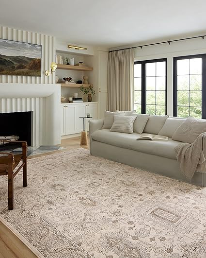 Loloi II Teagan Collection TEA-03 Ivory / Sand 7'-11" x 10'-6", .25" Thick, Area Rug, Soft, Durab... | Amazon (US)