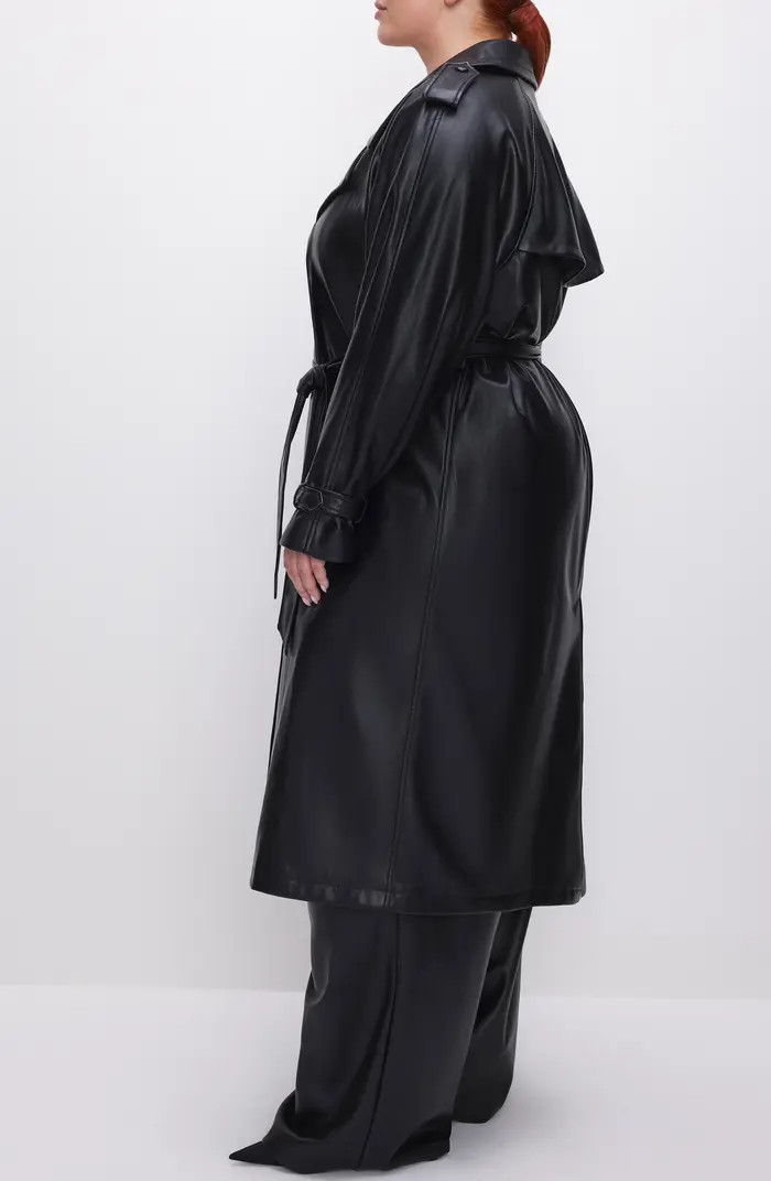 Good American Chino Faux Leather Trench Coat | Nordstrom | Nordstrom