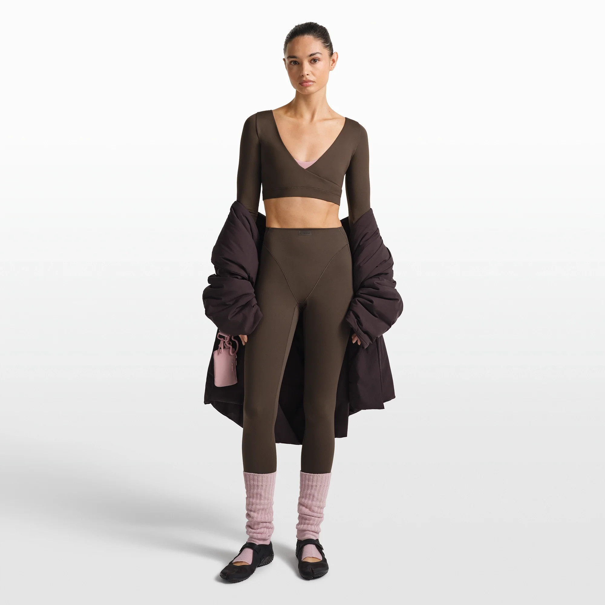 SKIMS Wrap Long Sleeve Cropped Top | Deep Neutral | 4XL | NikeSKIMS Matte | SKIMS (US)