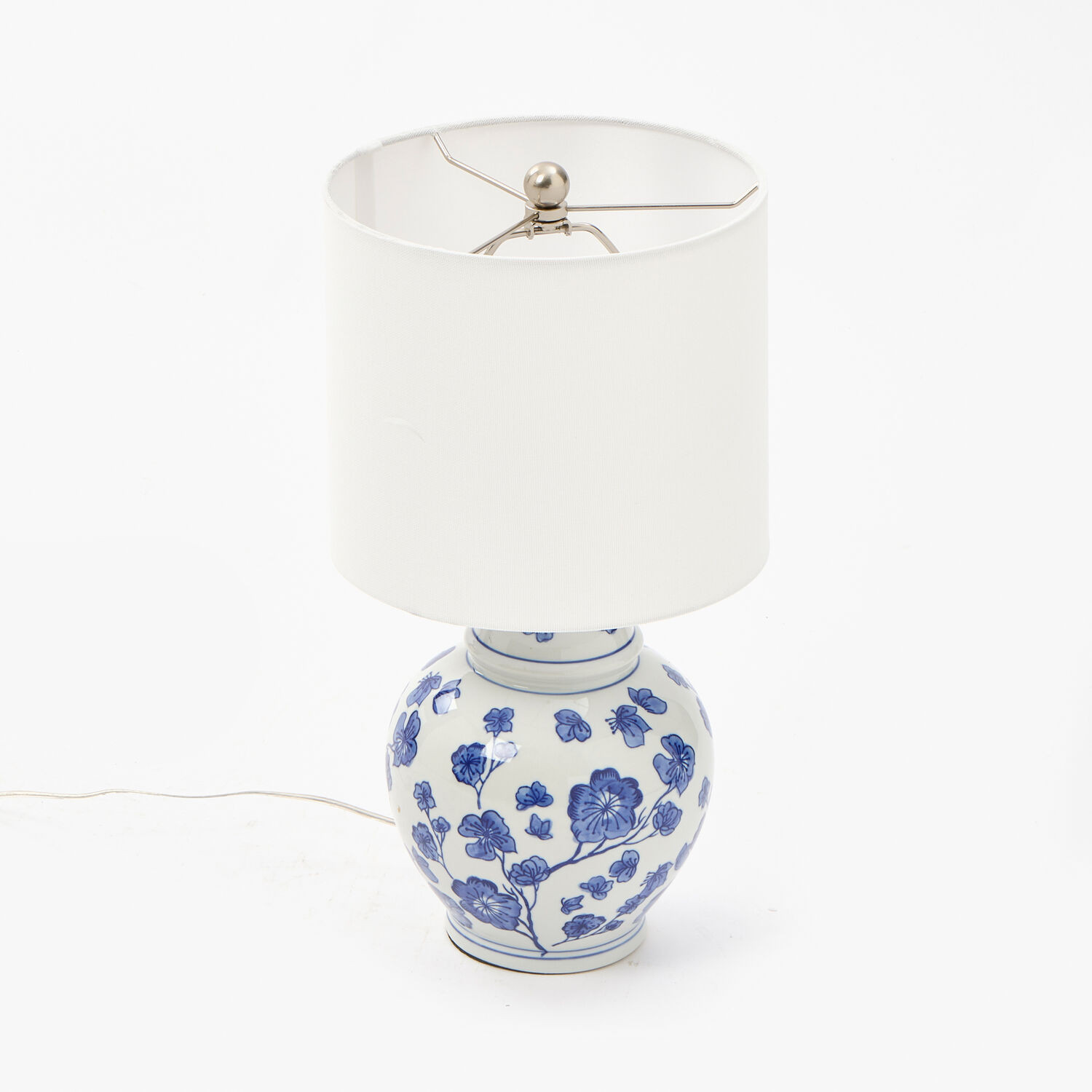 Blue & White Floral Table Lamp 44x23cm | TK Maxx