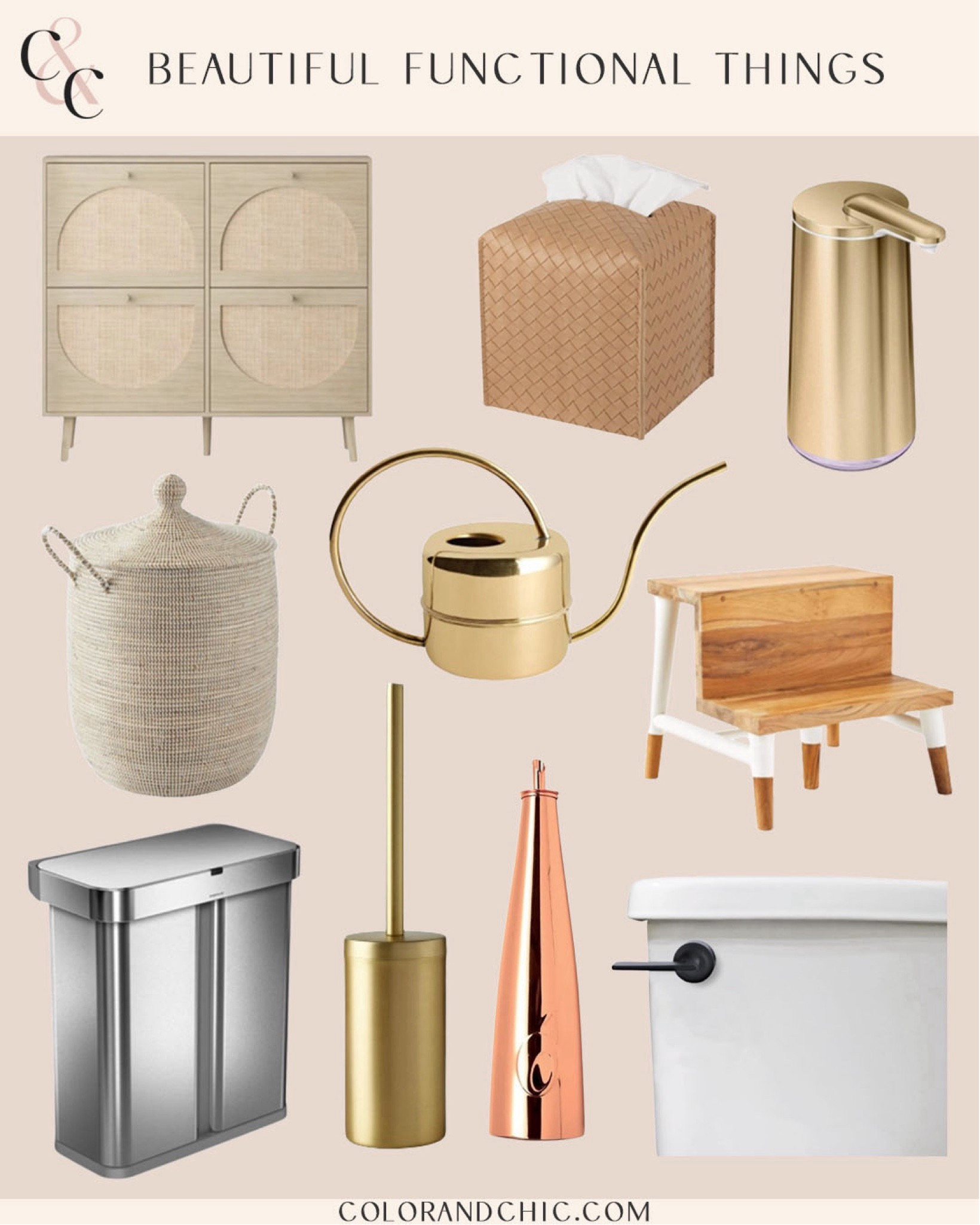 Beautiful functional items including tissue box cover, shoe cabinet, step stool, trash can and more 

#LTKHome #LTKStyleTip