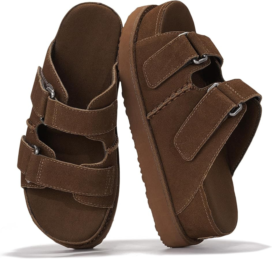 Project Cloud Genuine Leather Platform Womens Sandals - Double-Strap Non-Slip Platform Sandals Wo... | Amazon (US)