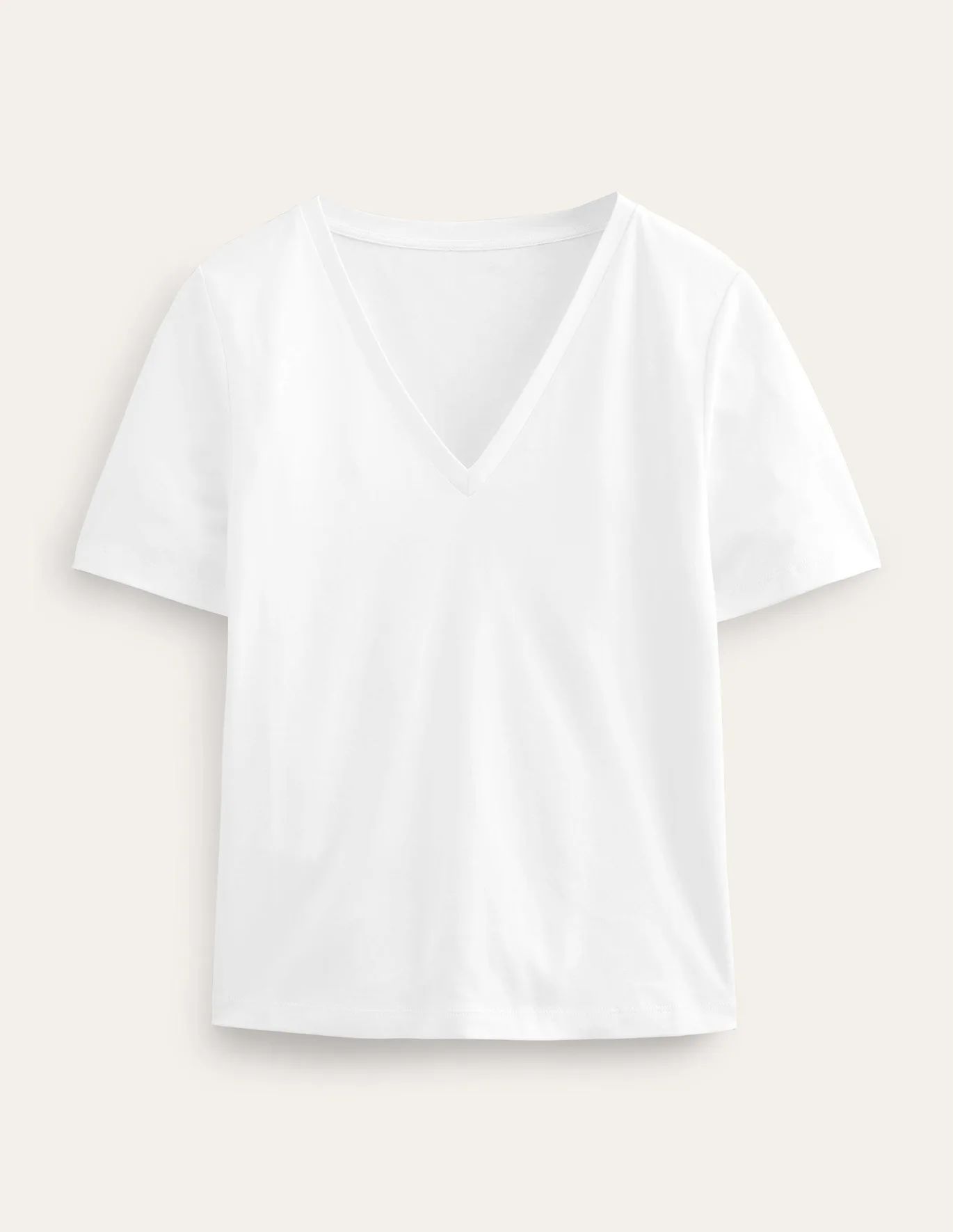 V-Neck Boxy T-Shirt - Ivory / Navy Stripe | Boden EU | Boden (UK & IE)