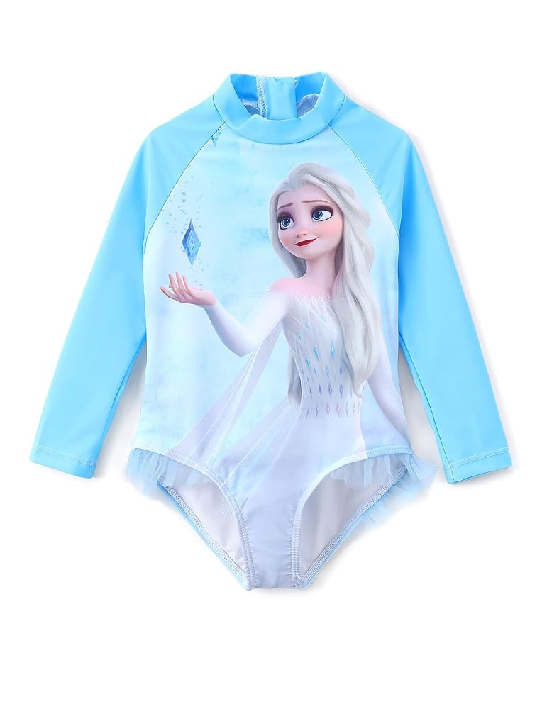 Disney Princess Frozen Elsa Minnie Stitch One Piece Swimsuit Rashguard Bathing Suit UPF 50+Toddle... | Amazon (US)