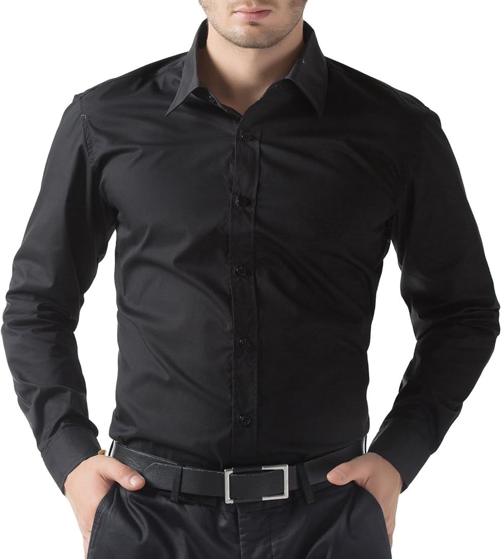 PAUL JONES Men's Business Casual Long Sleeves Dress Shirts | Amazon (US)