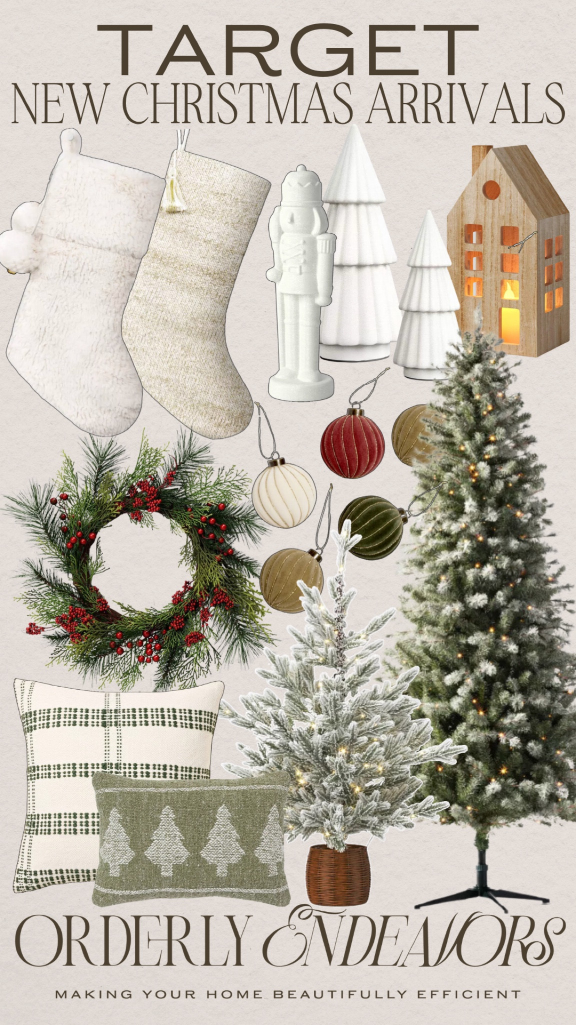 New Target holiday finds include Christmas tree, small flocked tree, Christmas throw pillows, wreath, ornaments, stockings, Christmas tree decor, nutcracker, wooden Christmas village. 

Christmas decor, holiday decor, Target finds, new home arrivals

#LTKHoliday #LTKFindsUnder50 #LTKHome