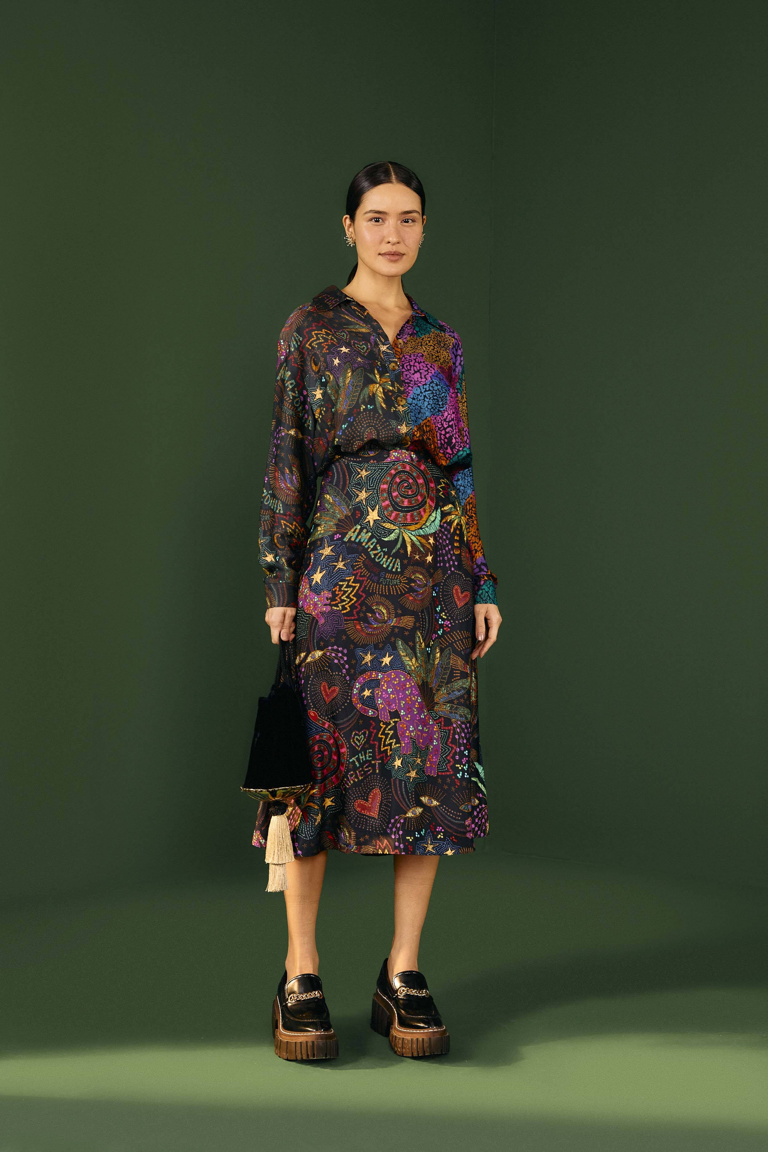 Mixed Black Prints Lenzing™ Ecovero™ Viscose Shirt | FarmRio (US)