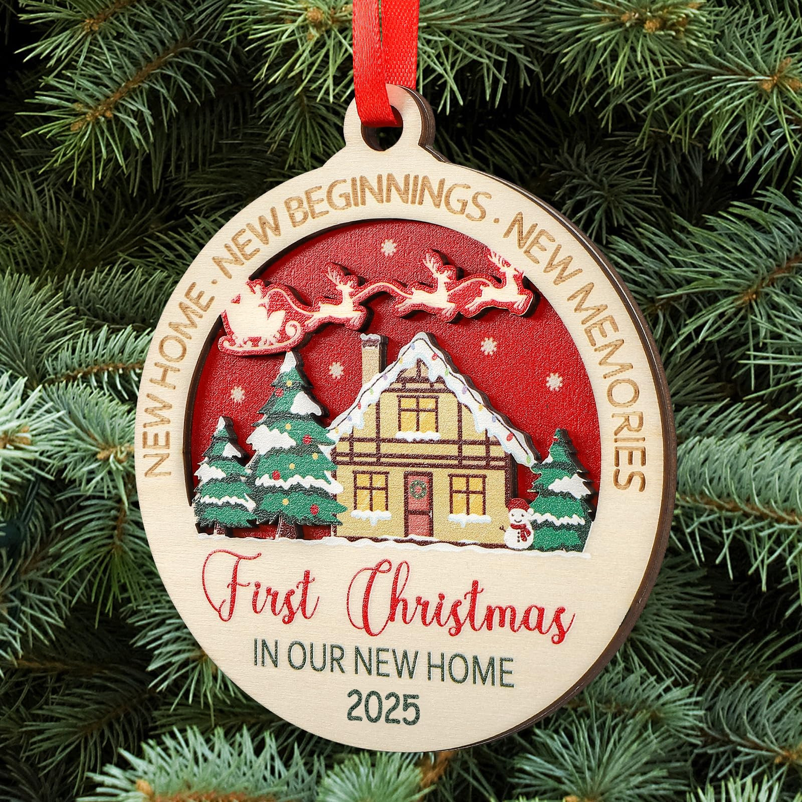 COCHIE Wooden First Christmas in Our New Home 2025 Christmas Ornaments for Tree Decorations, Best... | Amazon (US)