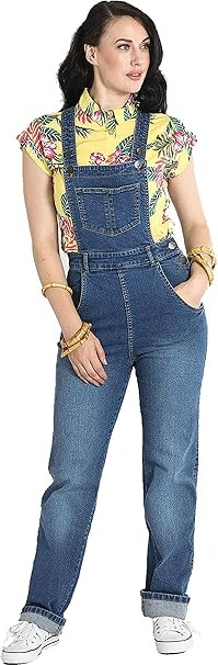 Hell Bunny Betty Bee Dungaree Frauen Jumpsuit blau Casual Wear, Fashion & Style, Rockabilly | Amazon (DE)