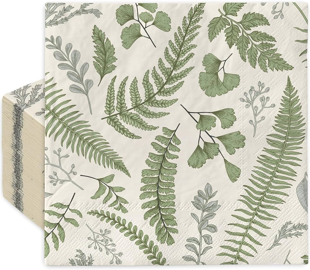 AnyDesign 80 Pack Greenery Paper Napkins Herbs Botanical Dinner Napkins Green Leaves Disposable H... | Amazon (US)