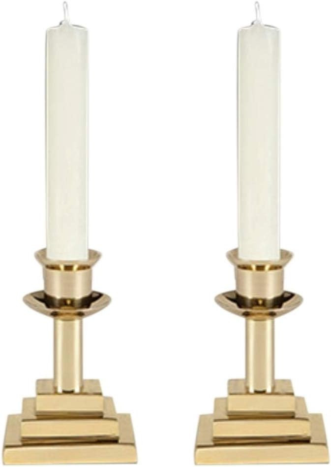 Candle Holders Square Base Candlesticks by Will & Baumer, Set of 2, Polished Brass | Amazon (US)