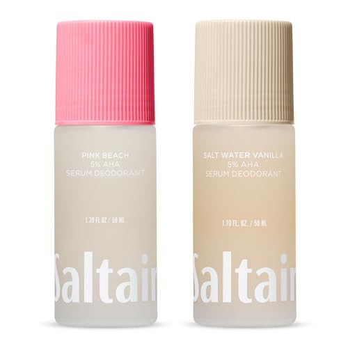 Saltair Serum Deodorant Variety Pack – Coconut Vanilla: Salt Water Vanilla & Pink Beach – 5% AHA – Aluminum-Free Odor Control for Women & Men – Mandelic Acid Deodorant – 2x 1.7oz Travel Roll On | Amazon (US)