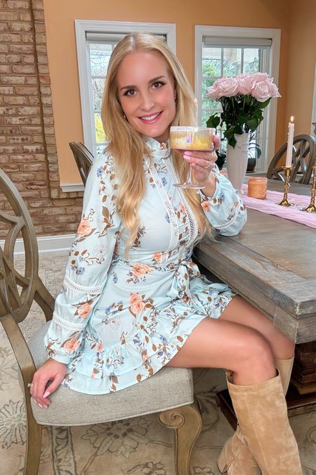The prettiest floral dress for spring, plus the prettiest coupe glass! I love drinking my iced coffee out of a gorgeous glass like this, it just makes me so happy. Also linked some gorgeous knee high beige boots that will look perfect with all your spring dresses!

#SpringStyle  #SpringOutfit #SpringBoots #HomeDecor #Glassware #Glasses #WinterToSpring #SpringLook

#LTKSeasonal #LTKfindsunder50 #LTKstyletip