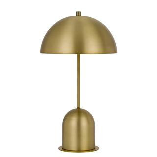 20 in. Antiqued Brass Metal Desk Table Lamp with Antiqued Brass Dome Shade | The Home Depot