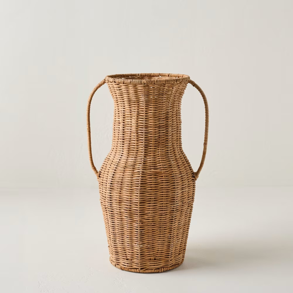 Tall Rattan Vase with Handles | Magnolia