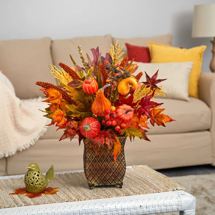 Mixed Floral Arrangement in Planter | Wayfair North America