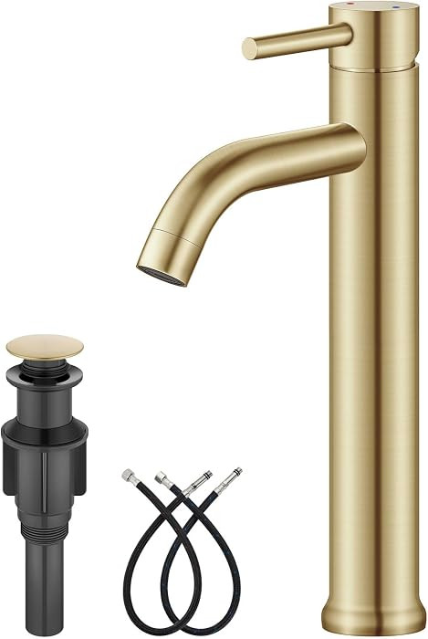 Aolemi Vessel Sink Faucet – SUS304 Stainless Steel Tall Bathroom Faucet,Single Lever Handle,1 H... | Amazon (US)