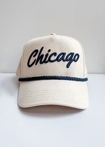 Chicago Script Rope Hat - Ivory & Navy | Alice & Wonder