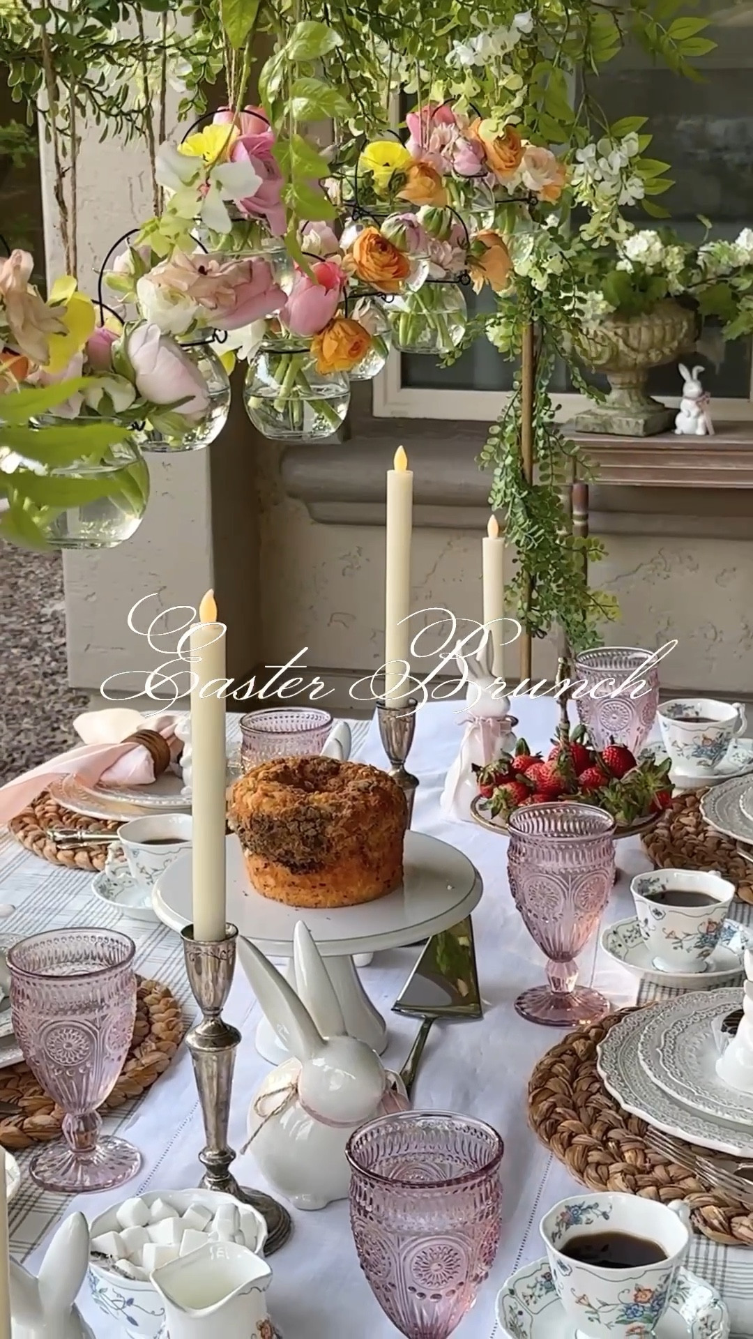 Easter is just around the corner🌸🍃🐇
Here’s an Easter brunch table idea if you’re hosting this year. 

*Notes: Dishes are Finezza from Arte Italica Crown Linen. 

Tablecloth and garland are from Target (a few years ago) and are no longer available. But Ive linked some similar options below. 

My exact hanging jars are still out of stock, but I’ve listed a few similar options below. 

#Easter #Eastertable #brunch #springtable #tablescape #hosting #outdoorentertaining 

#LTKHome #LTKSeasonal #LTKParties