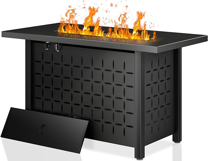 43 Inch Propane Fire Pit Table,50,000 BTU Rectangular Gas FirePits,CSA-Certified Steel 2-in-1 Mul... | Amazon (US)